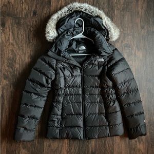 Women’s Northface down parka jacket with fur hood size small